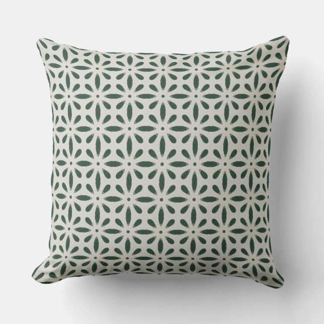 Coussin Étoile verte éclatée Menthe Floral  (Recto)