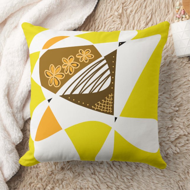 Coussin Étoiles Abstraites Et Grilles : Moutarde Orange Br (Couverture)