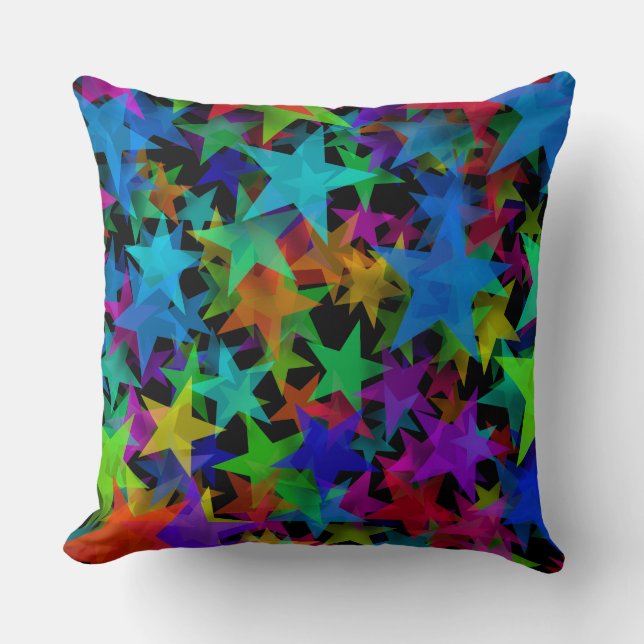 Coussin Étoiles arc-en-ciel cool groovy (Recto)