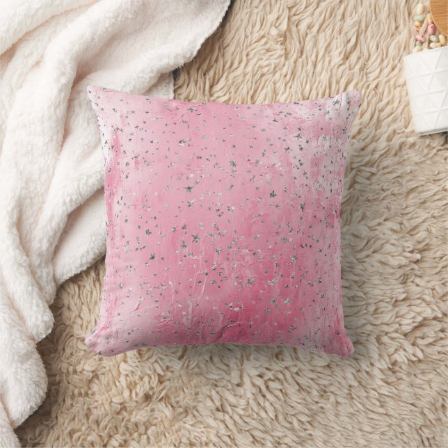 Coussin Étoiles Argent Roses   (Couverture)