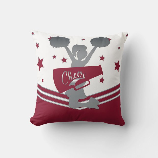 Coussin Étoiles Argentées Marron des Filles de Cheer-leadi (Recto)