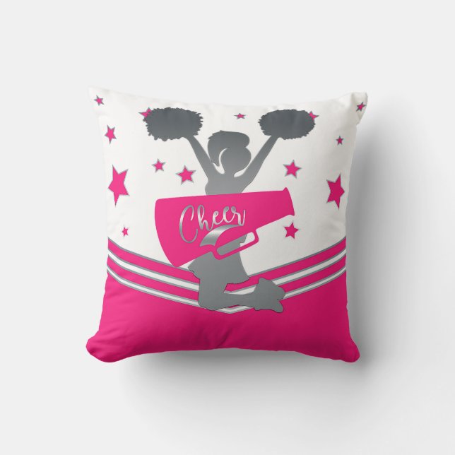 Coussin Étoiles Argentées Rose Chaud Filles de Cheer-leadi (Recto)