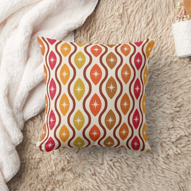 Coussin Étoiles Atomiques Rétro sur motif ogee du milieu d (Couverture)