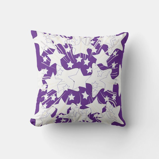 Coussin Étoiles blanches à profusion violet   (Recto)