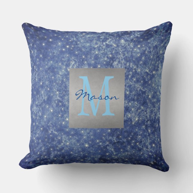 Coussin Etoiles bleu et blanc de l'espace Jeter l'oreiller (Recto)