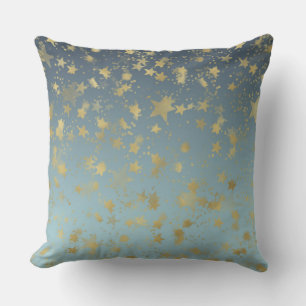 Coussin Étoiles bleues d'Ombre d'or d'Aqua