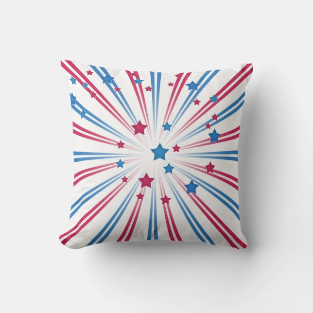 Coussin étoiles bleues et rouges. (Recto)