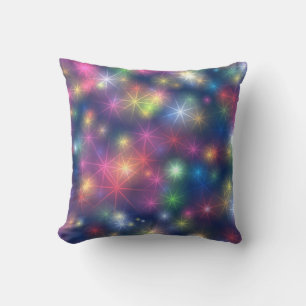 Coussin Étoiles brillantes colorées Lumières cosmiques