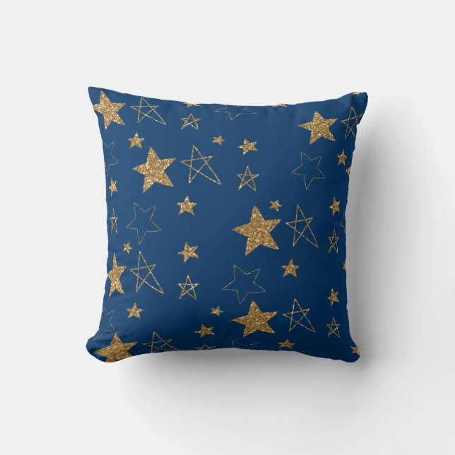 Coussin Etoiles brillantes de Parties scintillant d'or (Recto)