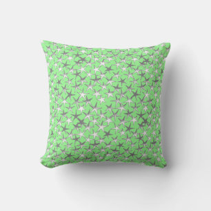 Coussin étoiles d'argent, sur vert citron