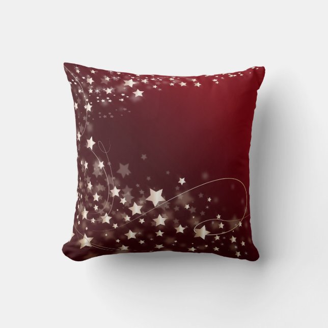 Coussin Étoiles de Confettis en Feuille de Faux Doré Paill (Recto)