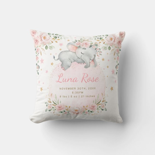 Coussin Etoiles de flamme blanc d'éléphant rose rose flora (Recto)