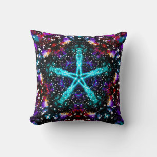 Coussin Étoiles de Fractale Colorée Univers Mandala Étoile