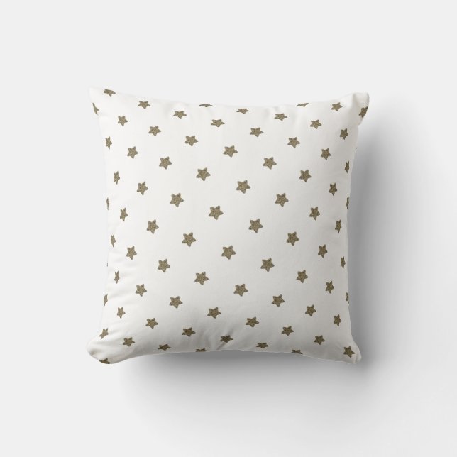 Coussin Etoiles de look blanc et or Motif Élégant (Recto)
