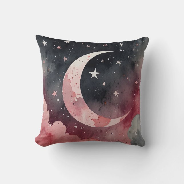 Coussin Etoiles de lune d'aquarelle (Recto)