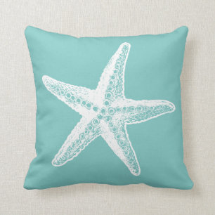 Coussin Étoiles de mer blanches de mod pour la plage