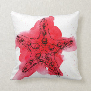 Coussin Étoiles de mer d'aquarelle