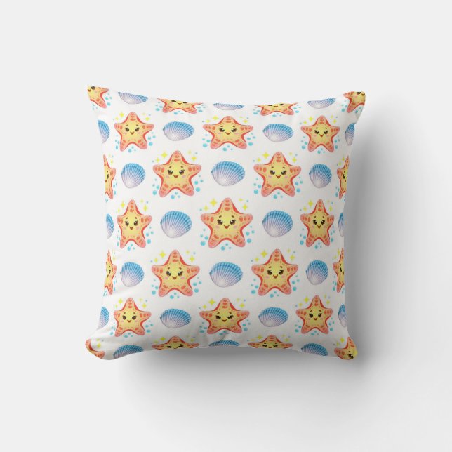 Coussin Étoiles de mer et coquillages mignons (Recto)