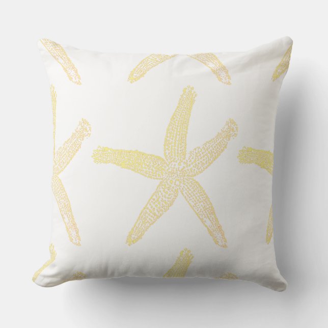 Coussin Etoiles de mer Jaune Motif Plage nautique (Recto)