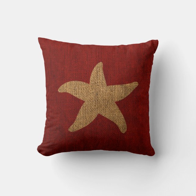 Coussin Étoiles de mer nautiques dans le regard rustique (Recto)