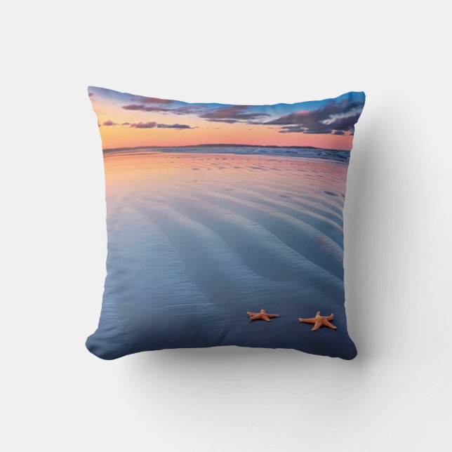 Coussin Étoiles de mer sur le sable (Recto)
