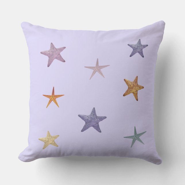 Coussin Étoiles de mer sur petit lis bleu clair (Recto)