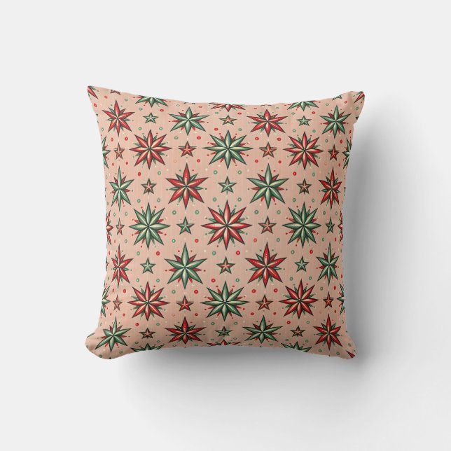 Coussin Étoiles de Noël rose vintage Motif (Recto)