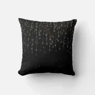 Coussin Étoiles de tir étincelantes Black Chic Engagement