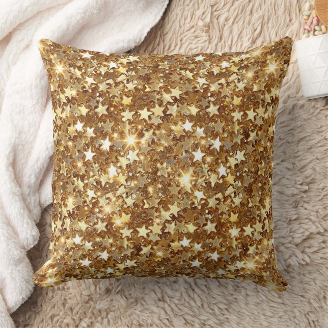 Coussin Étoiles d'étincelles en or Glam (Couverture)