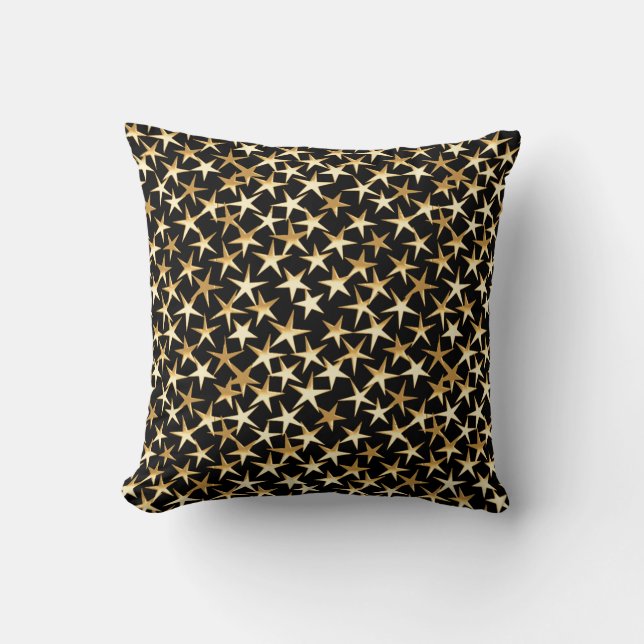 Coussin Étoiles d'or sur un arrière - plan noir (Recto)