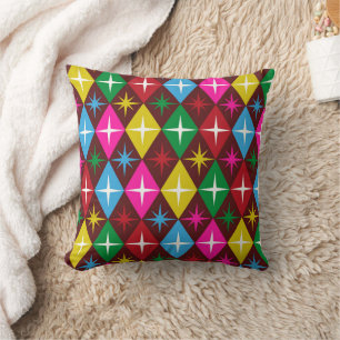 Coussin Étoiles du milieu du siècle sur des diamants de ha