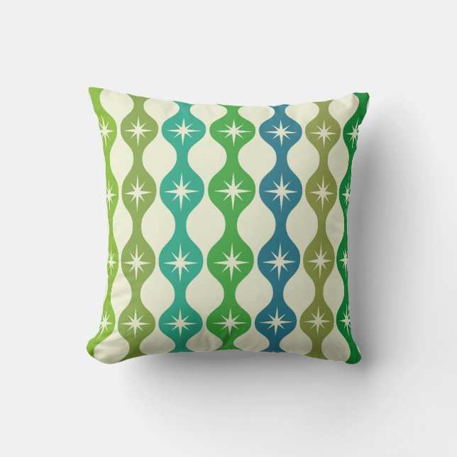 Coussin Étoiles du milieu du siècle sur fond de motif ogee (Recto)