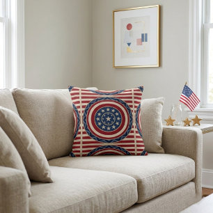 Coussin Étoiles et bandes patriotiques décoration rustique