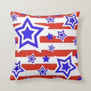 Coussin Étoiles et carreau patriotiques de rayures
