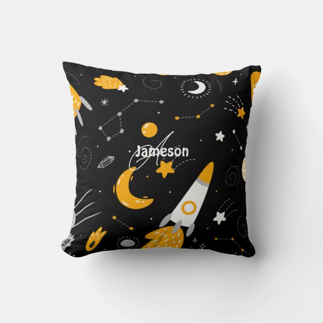 Coussin Etoiles et Lune Rocket spatiale  (Recto)