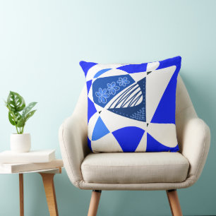 Coussin Étoiles Et Rayures Abstraites : Bleu Blanc