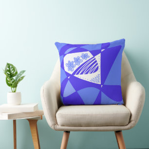 Coussin Étoiles Et Rayures Abstraites : Bleu Blanc 3