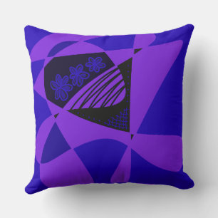 Coussin Étoiles Et Rayures Abstraites : Bleu Noir Violet