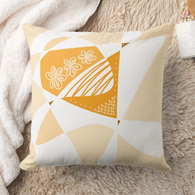 Coussin Étoiles Et Rayures Abstraites : Caramel Blanc (Couverture)