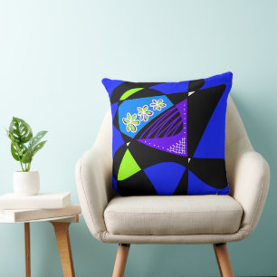 Coussin Étoiles Et Rayures Abstraites : Vert Lilac Bleu No