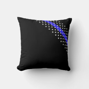 Coussin Étoiles et rayures de police de la Ligne Bleue Min