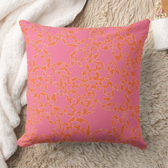 Coussin Étoiles, Étoiles, Étoiles en rose et orange (Couverture)