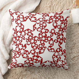Coussin Étoiles, Étoiles, Étoiles en Rouge et Blanc