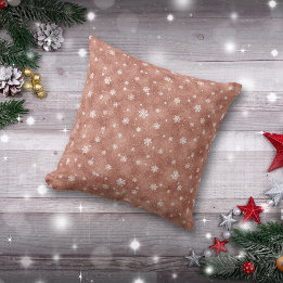 Coussin Étoiles Flocons de Neige Rose Gold Pailleté
