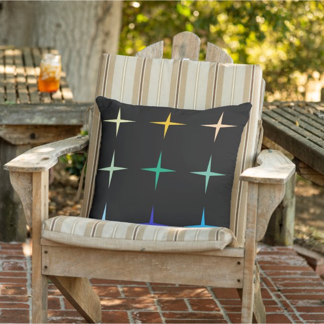 Coussin Étoiles géométriques du milieu du siècle rétro Des (Chaise)
