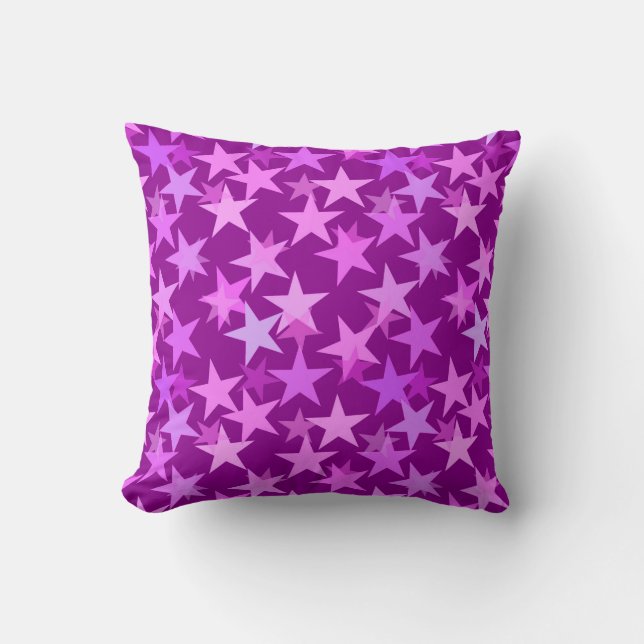 Coussin Étoiles géométriques modernes, Améthyste violet et (Recto)