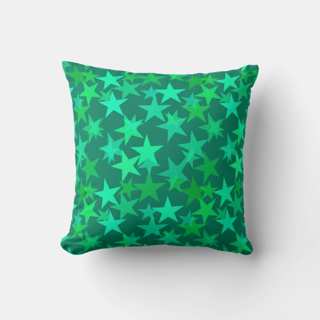 Coussin Etoiles géométriques modernes, émeraude et vert me (Recto)
