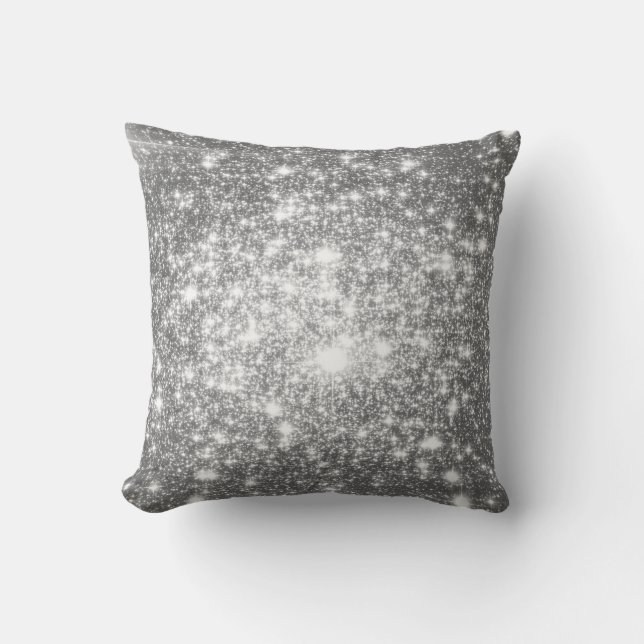 Coussin Étoiles gris argenté Parties scintillant Astral (Recto)