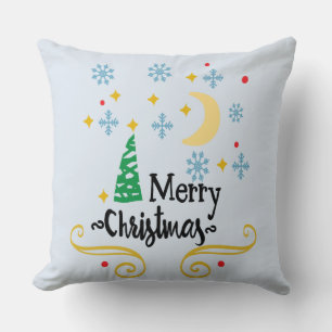 Coussin Étoiles, Lune, Snowflakes et Joyeux Noël, ZSSG