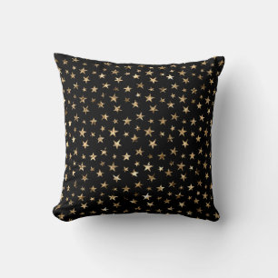 Coussin Etoiles métalliques d'or sur noir